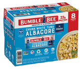Bumble Bee frente del empaque mostrando pack de 8 latas, práctico para despensa