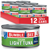 Bumble Bee vista frontal del pack de 12 latas mostrando ahorro y conveniencia