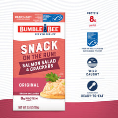 Bumble Bee detalle de la lata de ensalada de salmón que resalta frescura y sabor