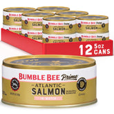 Bumble Bee lata frontal del salmón 5 oz mostrando diseño y conveniencia