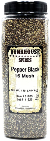 BUNKHOUSE frente del envase mostrando 16 oz y marca, ventaja de presentación a granel