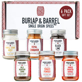 Burlap & Barrel estuche frontal mostrando seis frascos, ideal para regalar