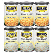 Bush’s Best hominy pack frente muestra las dos latas y beneficios prácticos