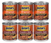 Bush's pack frontal mostrando latas y etiqueta, conveniencia inmediata