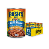 Bush's lata frontal mostrando frijoles pinto listos para cocinar, conveniencia inmediata