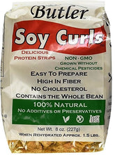 Butler Soy Curls empaque frontal mostrando el sello natural y beneficios
