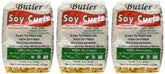 Butler Soy Curls empaque frontal mostrando la bolsa y beneficios claros