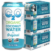 C2O lata frontal mostrando etiqueta orgánica y refresco natural