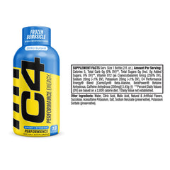 C4 Frozen Bomb detalle de la etiqueta con ingredientes y certificación NSF