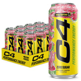 C4 lata delantera Fresa Watermelon Ice mostrando diseño y práctico refresco energético