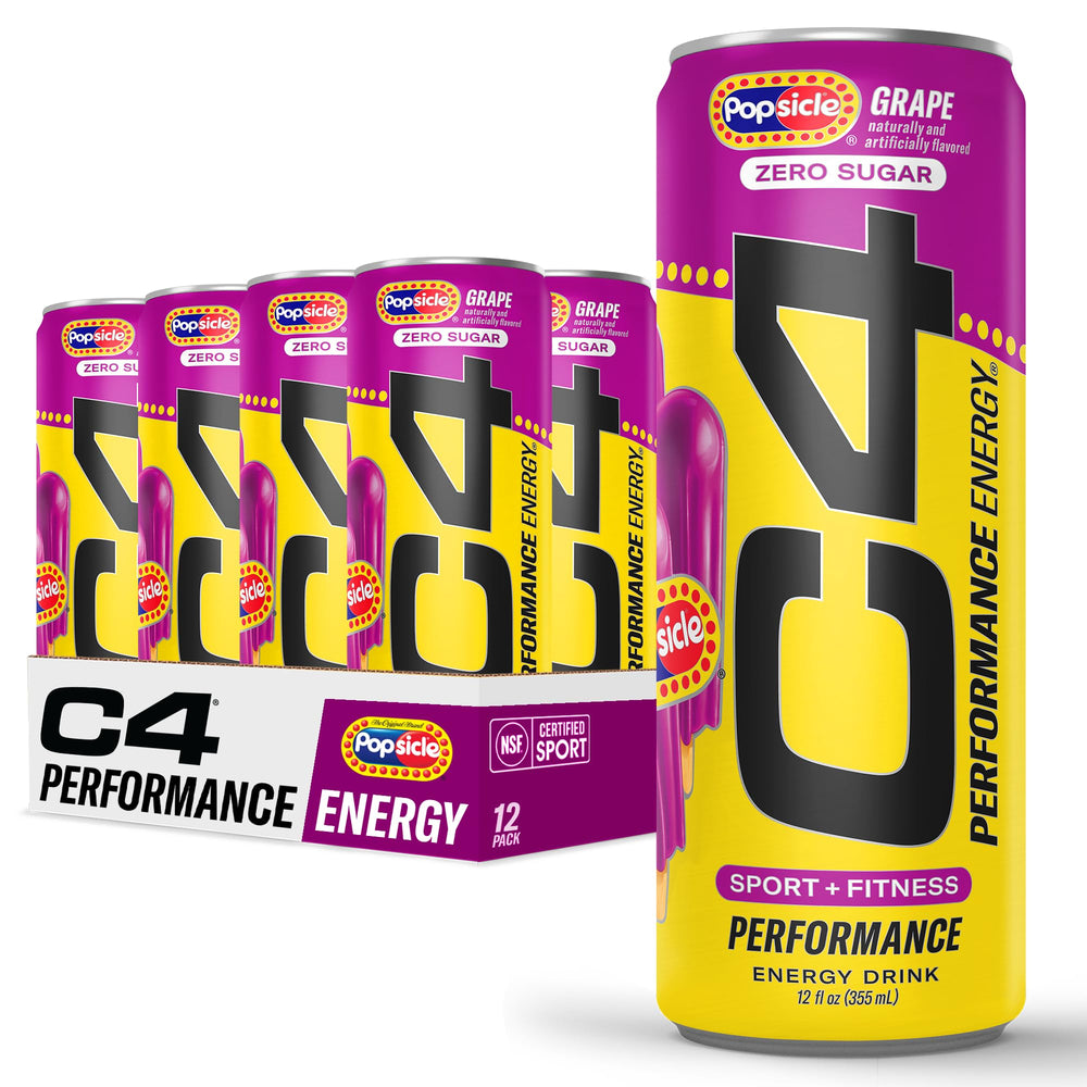 C4 lata frontal Grape Popsicle mostrando etiqueta y energía sin azúcar