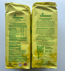 CACHAMATE comparación de tamaño del paquete 500 g mostrando escala útil