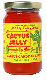 Cactus Candy Company frasco frontal de Prickly Pear Jelly mostrando etiqueta y color vibrante