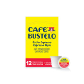 Cafe Bustelo frente de la caja mostrando diseño y cantidad