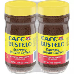 Cafe Bustelo frasco frontal mostrando el envase doble y ahorro