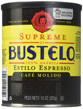 Cafe Bustelo lata frontal mostrando diseño y conveniencia