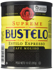 Cafe Bustelo lata frontal mostrando diseño y conveniencia