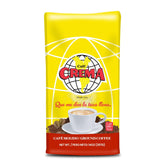 Cafe Crema bolsa frontal mostrando 14 oz y tueste medio, aporta consistencia diaria