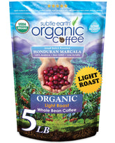 Cafe Don Pablo bolsa 5 lb vista frontal, embalaje claro y beneficios orgánicos