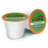 Cafe Don Pedro frontal del envase mostrando 72 K-cups y beneficios