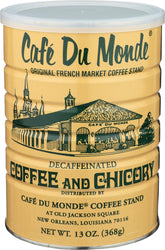 Cafe Du Monde lata frente mostrando diseño clásico y conveniencia
