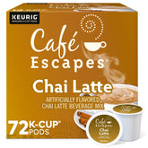 Café Escapes empaque frontal mostrando 72 cápsulas y beneficio conveniencia