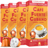 Café Fuerte Cubano empaque frontal mostrando 40 cápsulas y aspecto premium