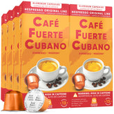 Café Fuerte Cubano paquete frontal mostrando 80 cápsulas y diseño