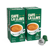 Cafe La Llave frente del paquete mostrando 40 cápsulas y frescura preservada