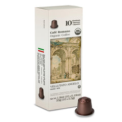 Café Romano cápsula aluminio frontal mantiene aroma y extracción consistente
