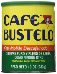 Cafe Bustelo lata frontal mostrando etiqueta y tamaño práctico