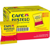 Café Bustelo vista frontal de la caja con 30 sobres, facilita servicio constante