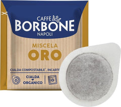 Caffè Borbone caja frontal mostrando 150 pods, conveniencia y almacenamiento