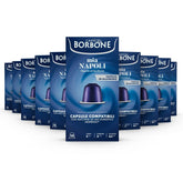 Caffè Borbone pack frontal mostrando 100 cápsulas, conserva aroma