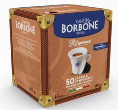 Caffè Borbone cápsulas alineadas que muestran forma compatible con Nespresso Original, facilidad uso