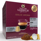 Caffè Garibaldi frontal de la caja mostrando 50 cápsulas y diseño atractivo