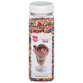 Cake Mate bote frontal 26 oz mostrando el contenido colorido y práctico uso
