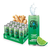 CALIWATER lata frente Ginger Lime mostrando diseño y beneficio refrescante