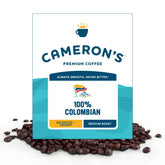 Cameron's Coffee bolsa frontal 4 lb mostrando diseño y volumen