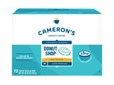 Cameron's Coffee caja frontal que muestra 72 cápsulas, conveniencia inmediata