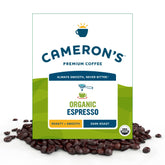 Cameron's Coffee paquete frontal 4lb mostrando el diseño y la cantidad
