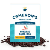 Cameron's Coffee paquete frontal 4 lb mostrando marca y ventaja frescura