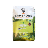 Cameron's Velvet Moon bolsa frontal mostrando etiqueta orgánica y tamaño 32 oz, calidad visible