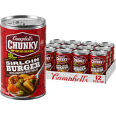 Campbell’s Chunky vista frontal de la lata, muestra tamaño y marca