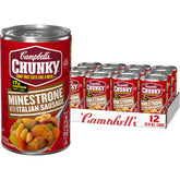 Campbell’s Chunky vista frontal de la lata mostrando diseño y conveniencia