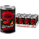Campbell's Chunky frontal de la lata mostrando la marca y sabor picante