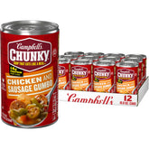 Campbell’s Chunky frontales de lata mostrando etiqueta y tamaño, ideal para despensa