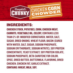 Campbell’s Chunky ingredientes visibles: pollo, maíz y verduras, aporte proteico