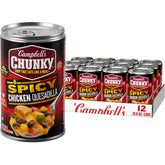 Campbell’s Chunky lata frente mostrando la marca y beneficio de comida contundente