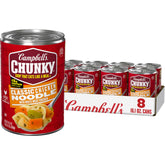 Campbell’s Chunky lata frontal mostrando diseño y tamaño, conveniencia inmediata